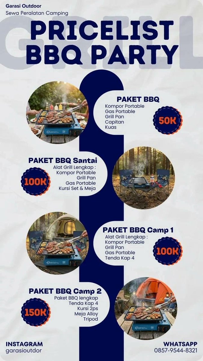 Fanektp's tweet photo. Warga Sukabumi, yang mau BBQ buat tahun baru tapi gaada alatnya bisa sewa aja cuma 50 ribu paket lengkap.
Sisa 5 paket lagi, gas langsung WhatsApp. Kontaknya di foto ya https://t.co/o1W5lVO3lg