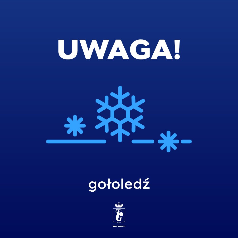 ⚠️IMGW wydał ostrzeżenie o oblodzeniu od godz. 15:00 29 grudnia do godz. 24:00 29 grudnia. Prognozuje się zamarzanie mokrej nawierzchni dróg i chodników po opadach deszczu ze śniegiem i mokrego śniegu powodujące ich oblodzenie. Temperatura powietrza obniży się do około -4°C,