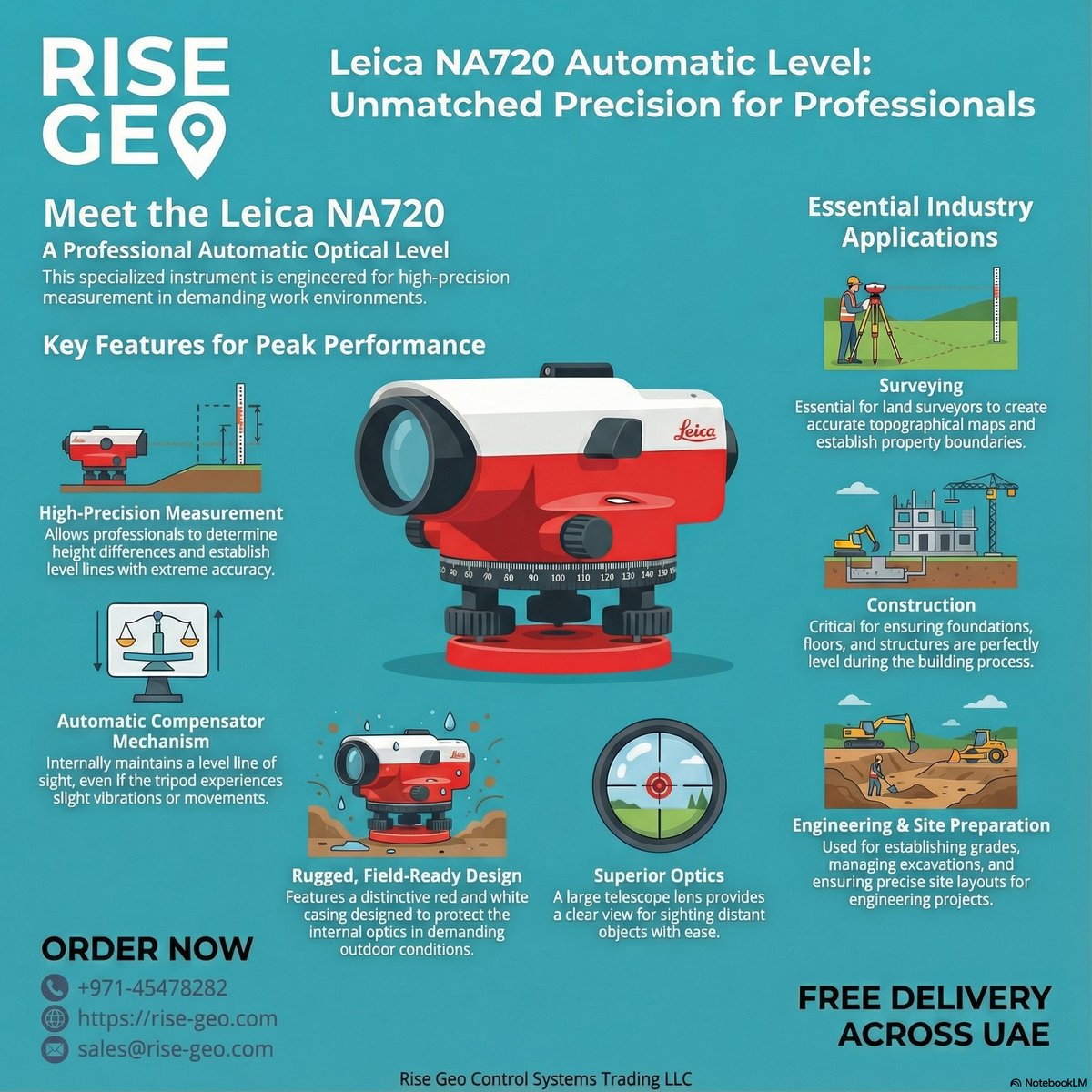 rise_trading's tweet photo. Is the Leica NA720 Auto Level the right fit?
✔ Trust Leica precision engineering?
✔ Need 20× magnification?
✔ Want an automatic compensator?
✔ Require rugged, site-ready durability?

📞+971-45478282
sales@rise-geo.com
🌐https://t.co/xCINOhpQU8
#LeicaNA720 #AutoLevel #RiseGeo https://t.co/iwmE4s7fz4