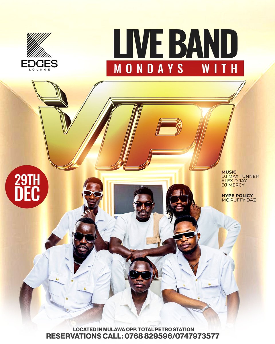 Your Monday plans? Sorted.
VIPI Band LIVE at Edges Lounge
29th December!