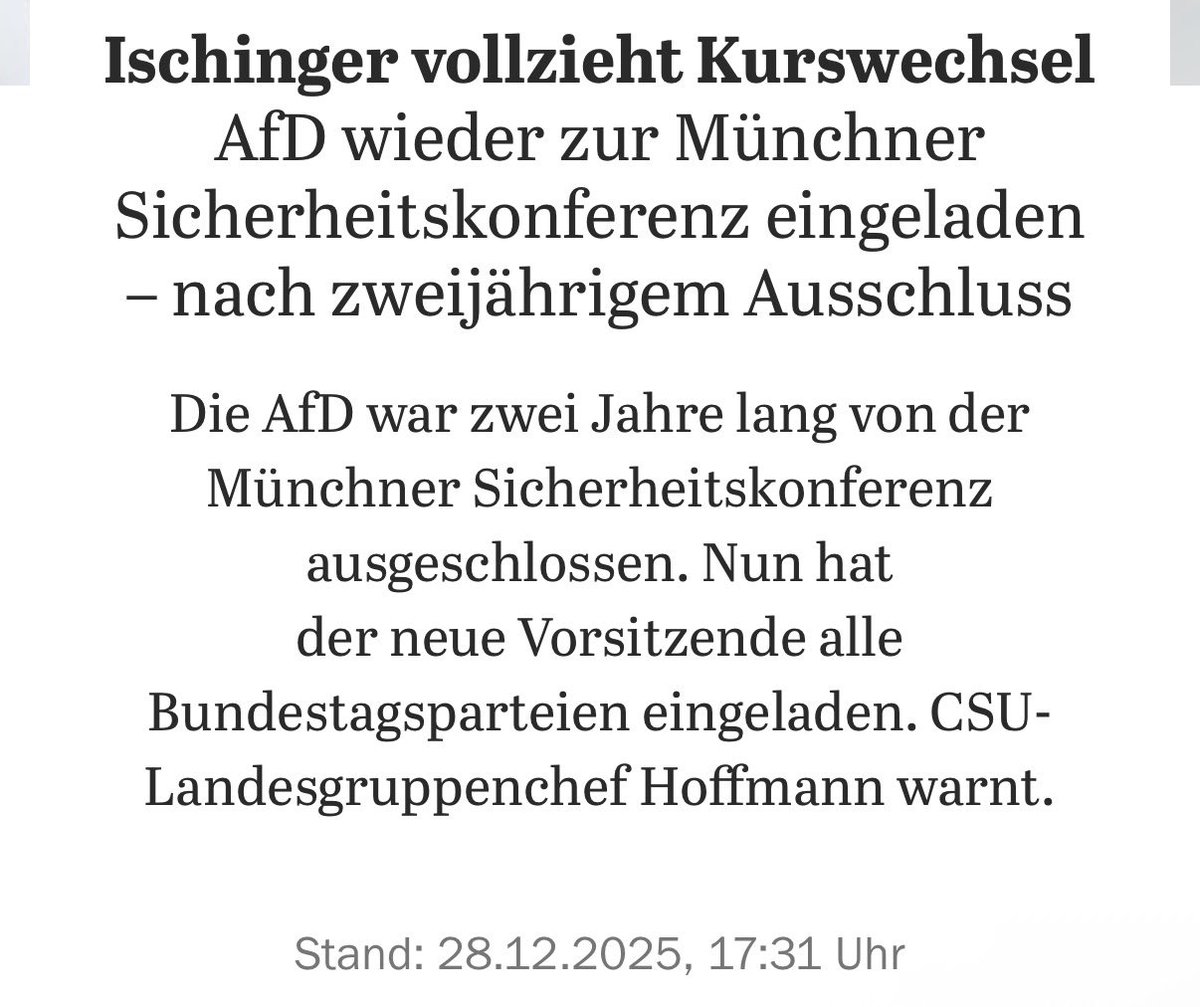 Völlig unverständlich und ein großer Fehler, lieber <a href="/ischinger/">Wolfgang Ischinger</a>. Eine #AfD, die sich in den letzten Jahren weiter radikalisiert hat, enge Kontakte nach Russland pflegt und durch möglichen Zugang zu sicherheitsrelevanten Daten zu einer Gefahr für die Sicherheit Europas wird.