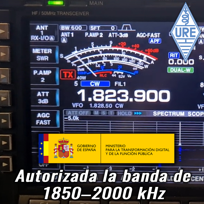 Autorizado el uso experimental de la banda 1850–2000 kHz para radioaficionados durante 2026.
ure.es/autorizado-de-…