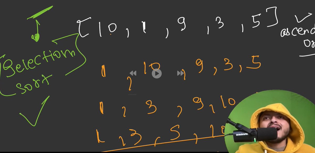 MohitKu79586866's tweet photo. #Day20 of Strike DSA + GenAI by @rohit_negi9
What I Learned Today:
Learned Space Complexity and Selection Sort
🔹 Understood in-place vs extra space
🔹 Learned how Selection Sort works and why it is O(n²)
#DSA #GenAI #SortingAlgorithms #SpaceComplexity #LearningInPublic https://t.co/b2iG2ANb9L