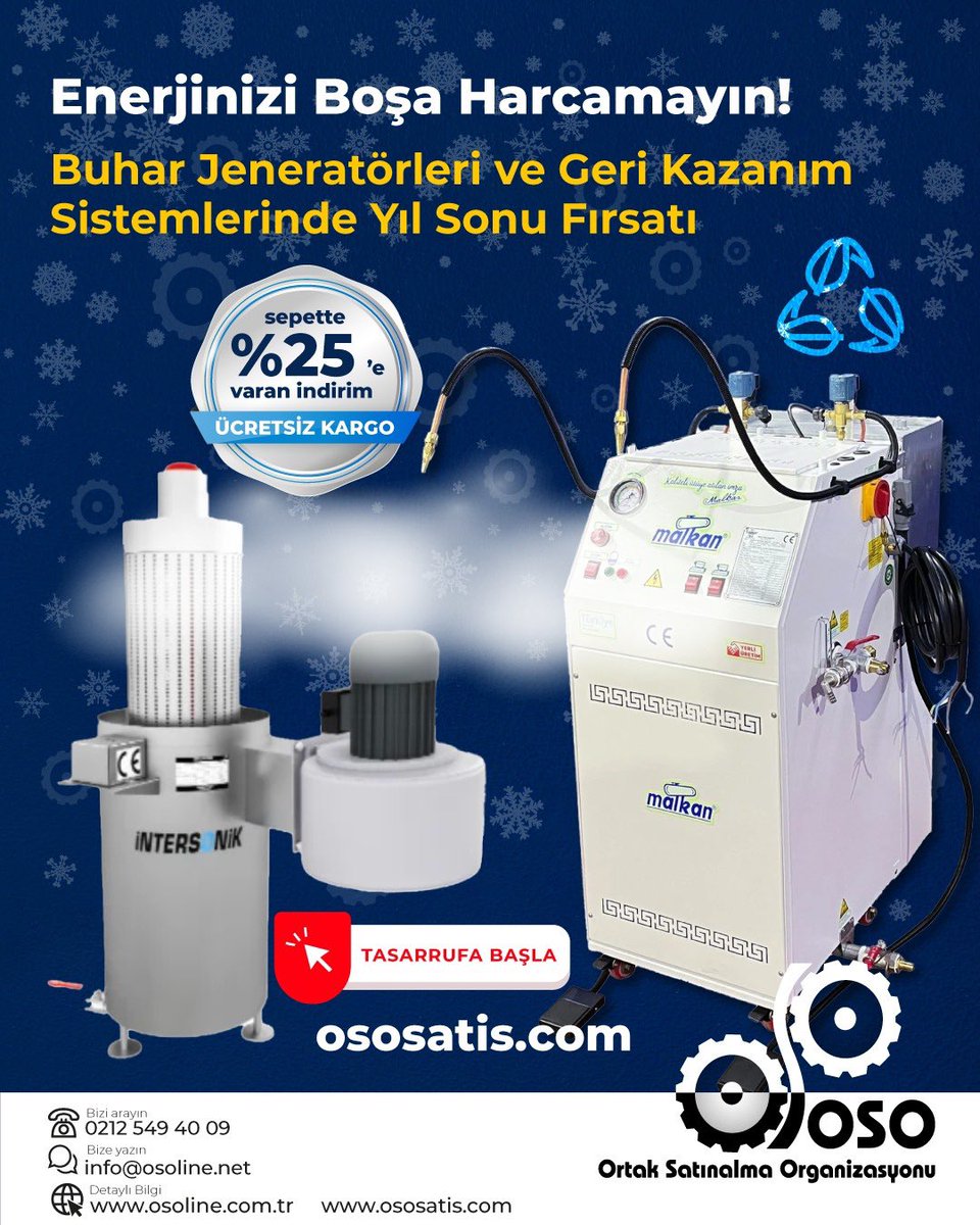 2026'da Enerji Maliyetlerinizi Düşürün! 
Endüstriyel üretimde en pahalı kayıp, havaya karışan enerjidir.
ososatis.com/enerji-sisteml…
. . 
#EnerjiVerimliliği #BuharKazanı #GeriKazanım #Sanayi #OSOSatış #EnerjiTasarrufu #Sürdürülebilirlik #EndüstriyelMakine