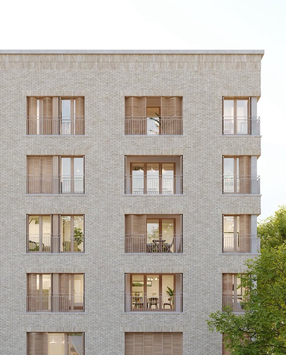 Incredible compact and effective social housing designed for Versailles, on the edge of Paris

A mix of 2-and-3 bedrooms, with each living space easily cross ventilated. Recessed balconies provide shaded exterior space. Like many plans, would benefit from more storage for