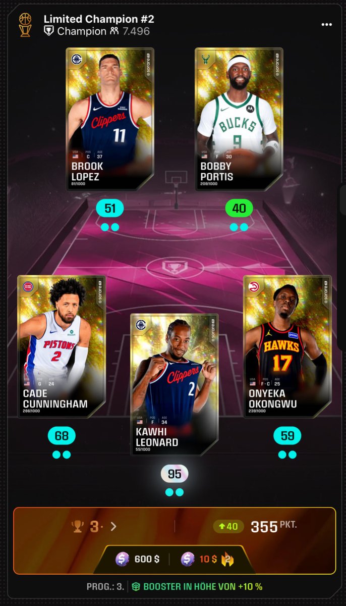 WOW. What a Gameweek at <a href="/SorareNBA/">SorareNBA</a> 🤯
I honestly can’t put it into words. Still can’t believe it. 

🥇 Rare Champion
🥇 Limited Contender
🥉 Limited Champion

Thank you <a href="/kawhileonard/">Kawhi Leonard</a> 😍

This is why we grind <a href="/Sorare/">Sorare</a> 🫶🏼 #SorareNBA