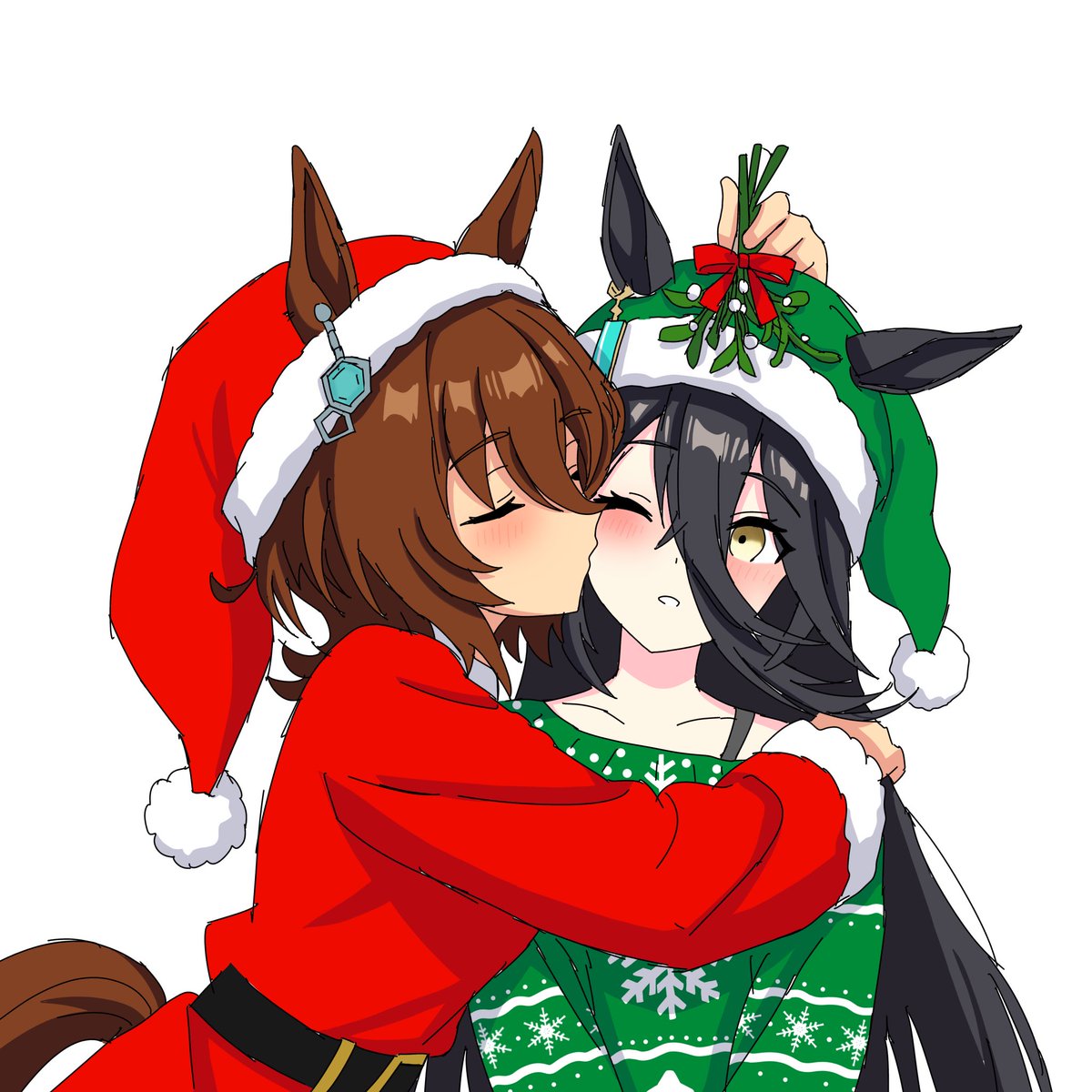 sakuraji_rai's tweet image. メリークリスマス (遅ればせながら。。。)
(Agnes Tachyon x Manhattan Cafe)
#umamusume #ウマ娘 #takicafe