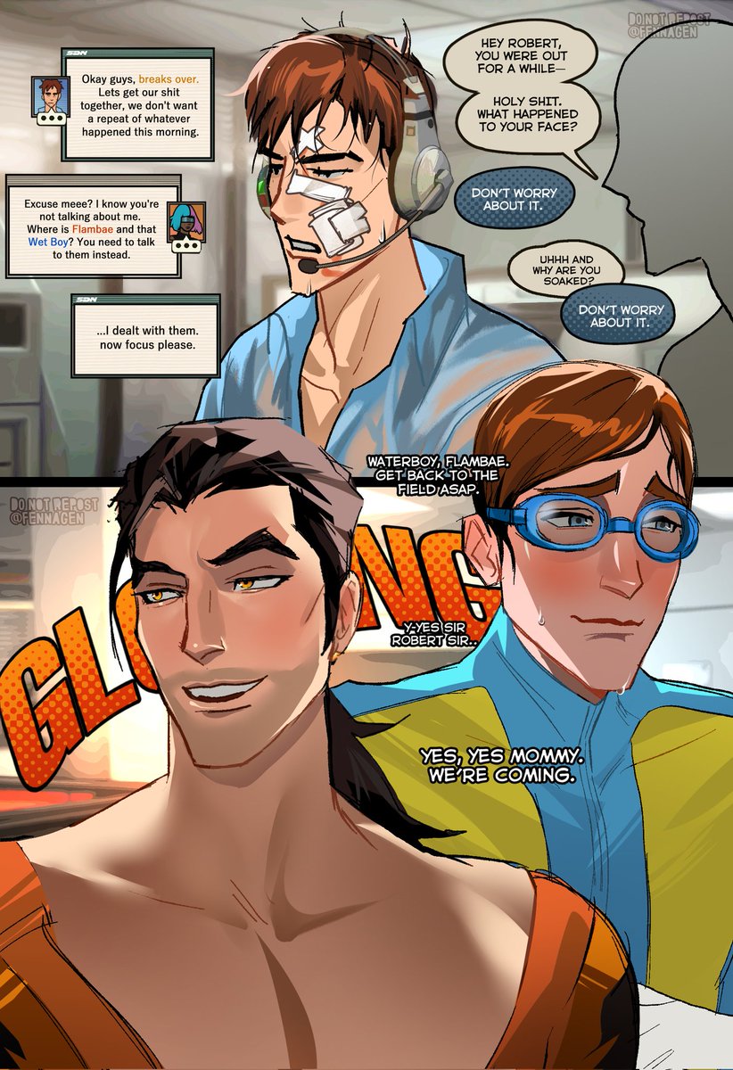 Hot and damp incident aftermath #dispatch #flambae #waterboy #flambert #watermech