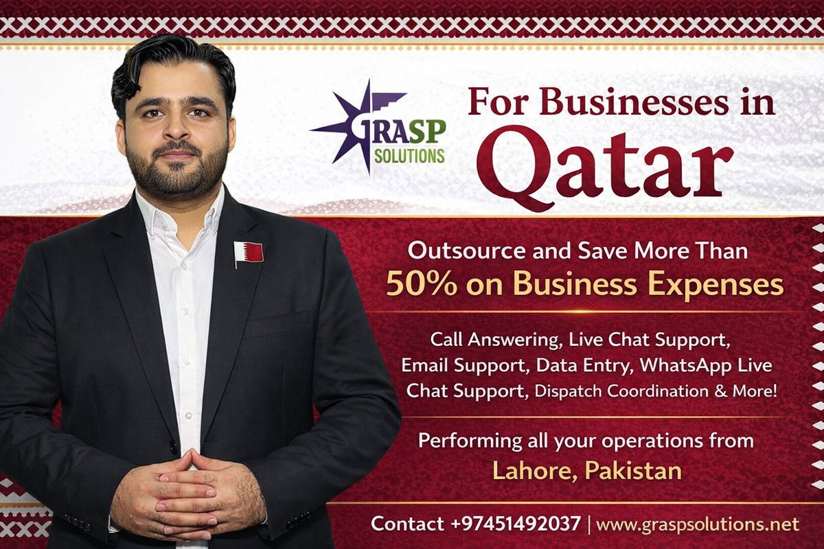 📍 𝗖𝘂𝗿𝗿𝗲𝗻𝘁𝗹𝘆 𝗶𝗻 𝗗𝗼𝗵𝗮, Qatar and open to discuss outsourcing opportunities in person.

#QatarBusiness #DohaBusiness #CallCenterServices   #DispatchServices #CustomerSupport #Qatar #Doha #Alkhor #Dispatchers #WestBayDoha #ThePearlQatar #LusailCity #Msheireb #AlSadd