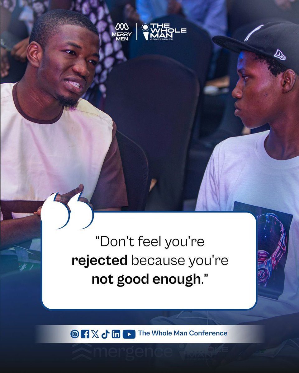 Rejection isn't a verdict on your worth!
It's often a redirection.

Don't mistake a closed door for lack of value.
You're only becoming, and your path, still unfolding.

Dear Man, keep becoming. Your time will come.

#TWMCon2025 #Emergence