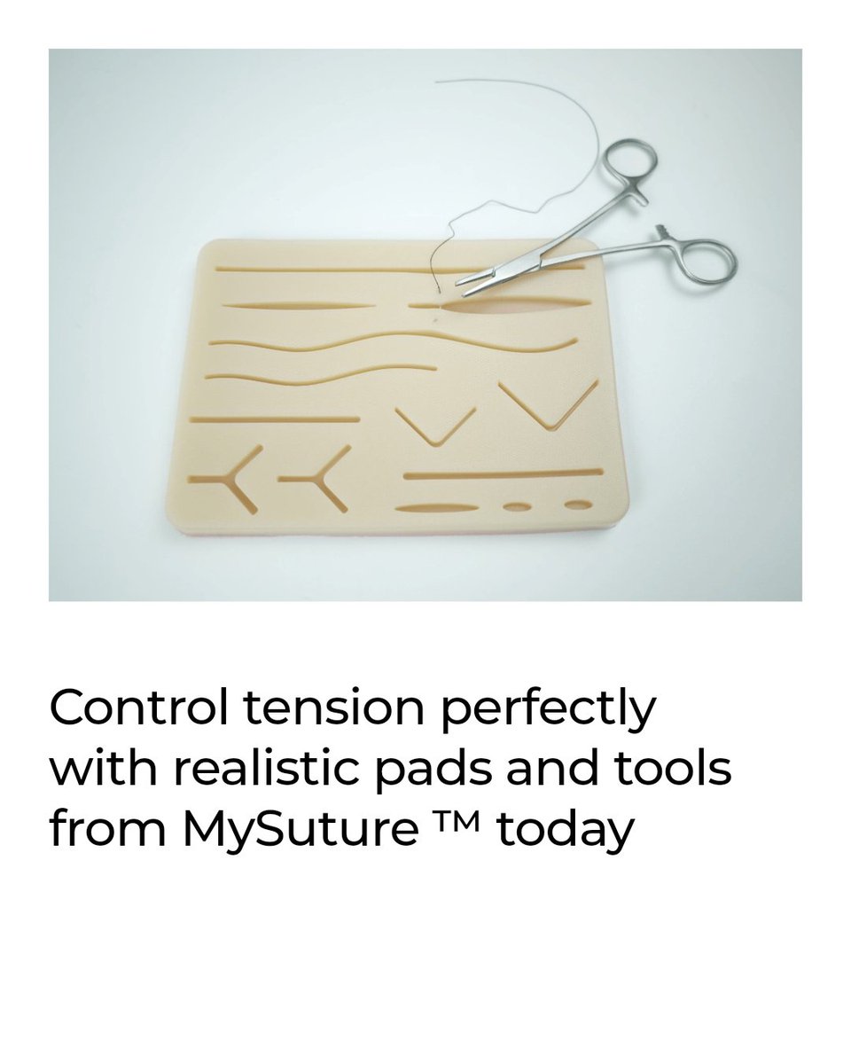MySuture's tweet image. Master interrupted sutures with MySuture™. Control tension precisely with our realistic 3-layer pads and surgical tools. Practice at home, follow MySkills™ videos, and join future surgeons perfecting this technique. Start today.