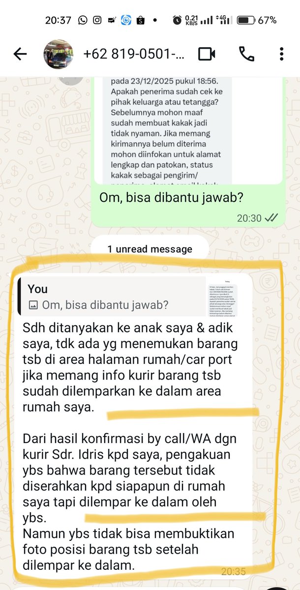 fivewen's tweet photo. @JNECare @JNE_ID @ShopeeID @ShopeeCare Berikut pernyataan dari pihak pembeli, dan tidak ada bukti foto paket diterima oleh pembeli. Hanya ada foto tangan kurir sedang memegang paket dengan kondisi sangat gelap. Tolong pertanggung jawaban nya JNE! @JNE_ID @JNECare @ShopeeID @ShopeeCare https://t.co/Z7NupWHN2q