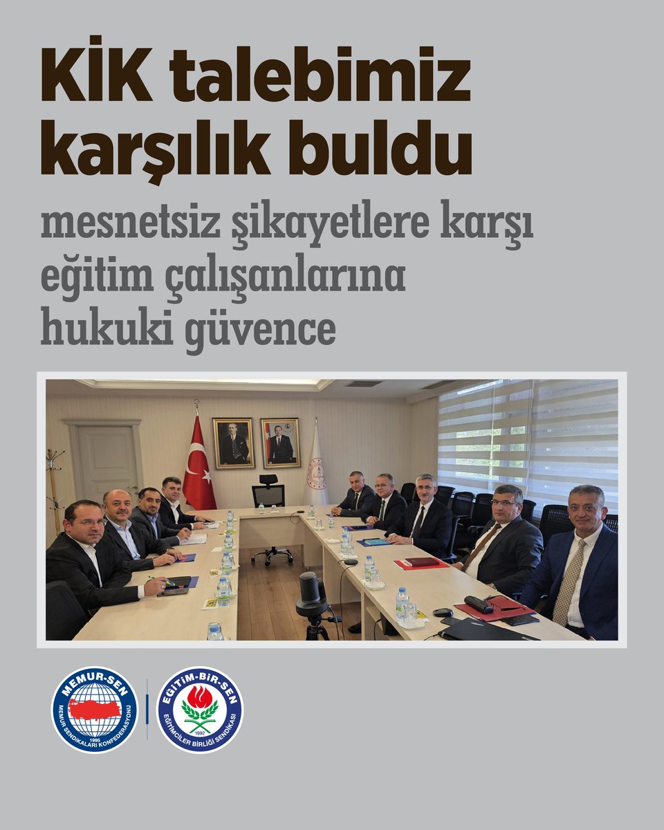 MESNETSİZ ŞİKAYETLERE KARŞI EĞİTİM ÇALIŞANLARINA HUKUKİ GÜVENCE TALEBİMİZ KARŞILIK BULDU

MEB KİK Nisan ve Ekim 2025 toplantısında ısrarla gündeme getirip imza altına aldığımız eğitim çalışanlarını mesnetsiz şikayetlere karşı korumayı amaçlayan talebimiz kabul edildi. Milli
