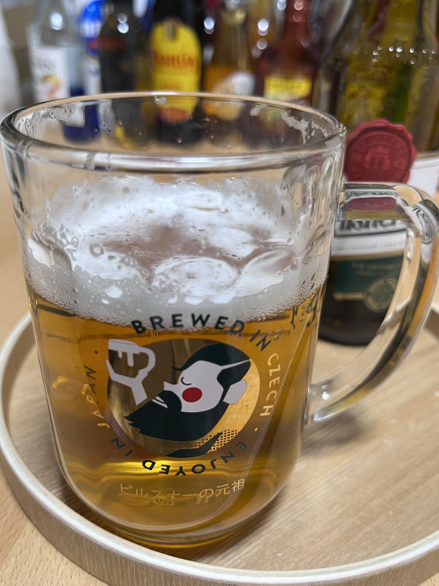 やっぱり缶より瓶が美味いわぁ。 ジョッキはチェコ館のお土産コーナー