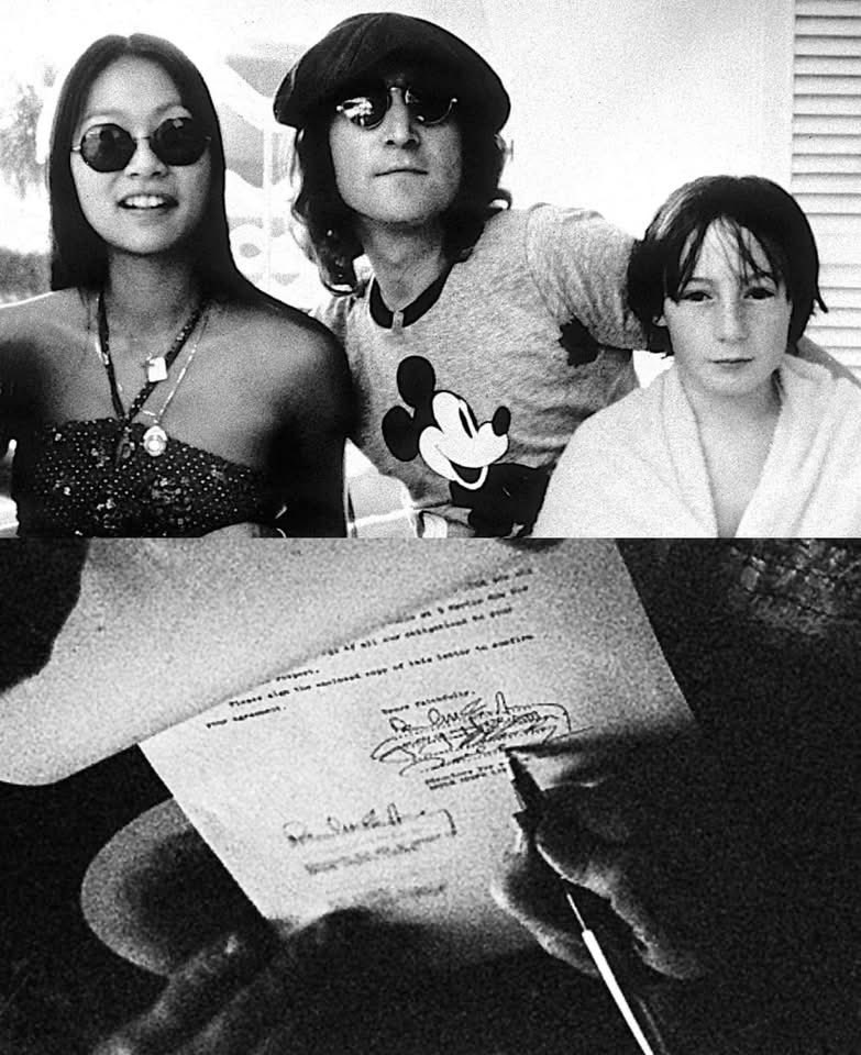 Bob_Kealing's tweet photo. 55 years ago today, while on a @WaltDisneyWorld vacation w John and Julian,  @maypang photographed Lennon signing the @BeatlesEarth final dissolution papers. We spoke about it months ago at her photo exhibit. “I thought it was just another pile of legal papers.” https://t.co/wWRUXVIaKH