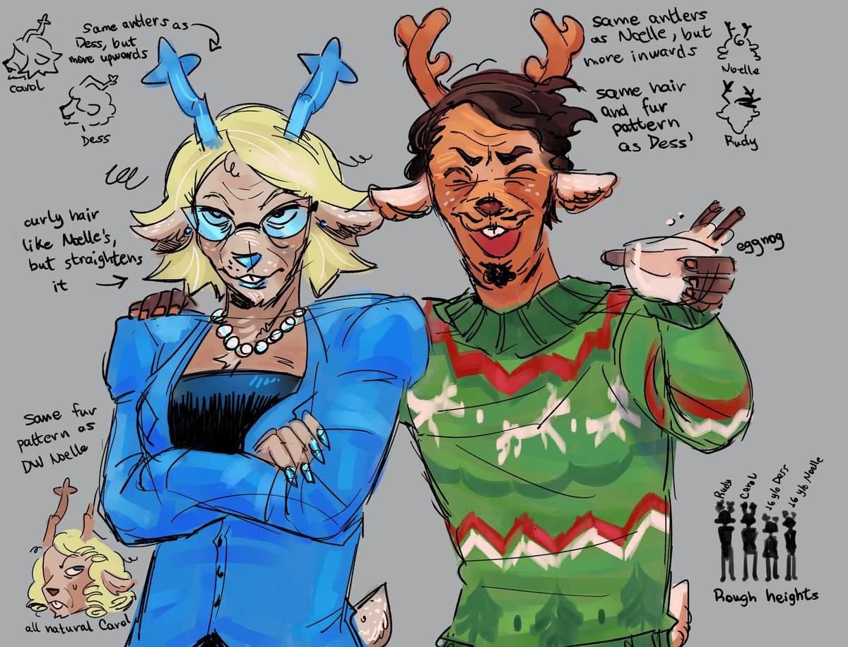 cafefiorentini's tweet image. carol and rudy because i never draw the other holidays #DELTARUNE