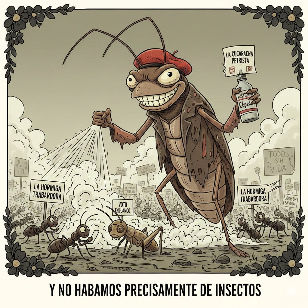 GESE2014's tweet photo. La cucaracha Petrista, por odiar a la hormiga trabajadora voto por el insecticida Cepeda;  todos acabaron sin vida. incluso el grillo  que voto en Blanco

y no hablo precisamente de insectos https://t.co/43m23qQges
