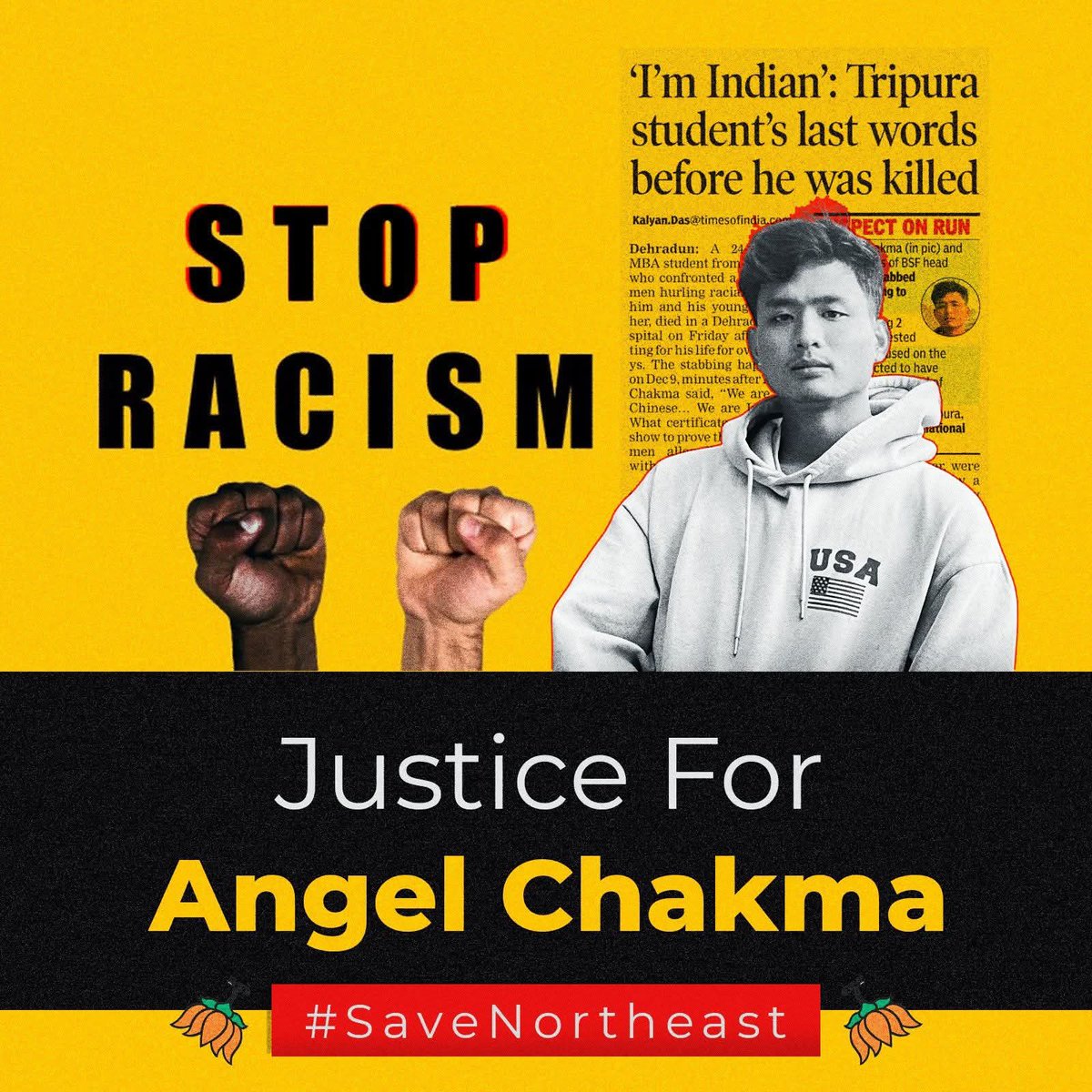 iDeepChauhan's tweet photo. What happened to Angel Chakma is not just an attack on one person, but a stain on our nation’s conscience. Her last words—“Yes, I am also an Indian”—echo a painful question for all of us.
A moment of national shame.
#JusticeForAngelChakma https://t.co/IUpME0b2vQ