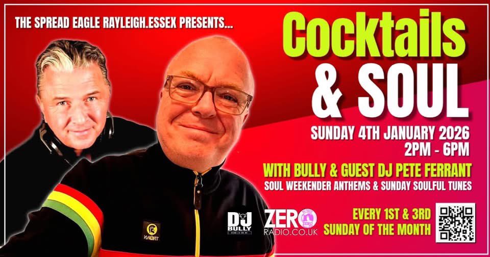 djpeteferrant's tweet photo. Looking forward to COCKTAILS &amp; SOUL
Sunday 4th January 2026
2pm - 6pm 
With Bully &amp; Pete Ferrant
Playing Soul Weekender Anthems &amp; Sunday Soulful Tunes - &amp; Celebrating Tony’s Birthday | Get There Early This Sunday coming 👌🤗👍@ The Spread Eagle Rayleigh Essex https://t.co/Mes7h8ewLy