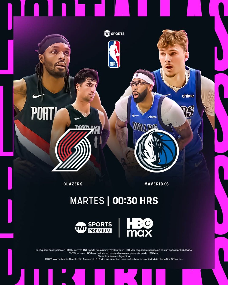 Lunes de NBA con dos partidos en HBO Max y TNT Sports!

San Antonio Spurs vs. Cleveland Cavaliers 🏀 Con Diego Sáez, Nico Casalánguida y Carl Herrera

Portland Trail Blazers vs. Dallas Mavericks 🏀 Con Ale Montecchia, Pedro Pérez DiSalvo y quien escribe.

#NBAxTNTSports