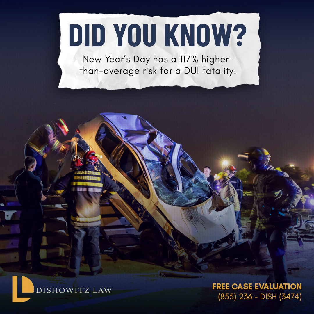bendishowitzpa's tweet photo. New Year’s Day has been shown to carry a 117% higher-than-average risk for DUI-related fatalities. If you’re going out, plan a safe ride home, and if you or a loved one has been affected by a DUI accident, Dishowitz Law is here to help.

☎️: (855) 236-DISH (3474)!
 #DishowitzLaw https://t.co/UkDXQoreI9