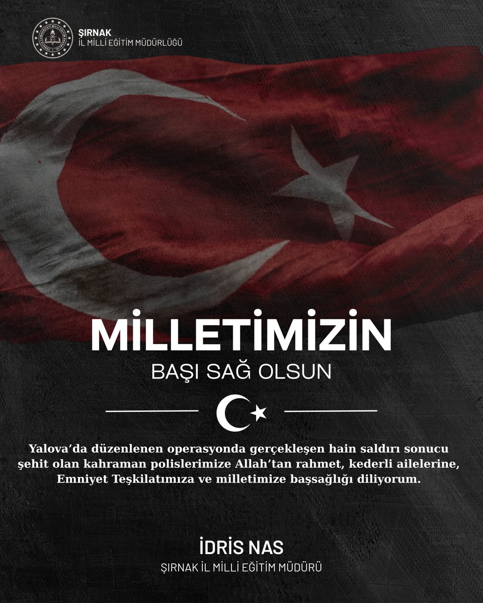 Milletimizin başı sağ olsun.
<a href="/tcmeb/">Millî Eğitim Bakanlığı</a> <a href="/Yusuf__Tekin/">Yusuf Tekin</a> <a href="/SirnakValiligi/">T.C. Şırnak Valiliği</a> <a href="/BirolEkici73/">Birol Ekici</a> <a href="/idrisnas33/">İdris Nas</a>