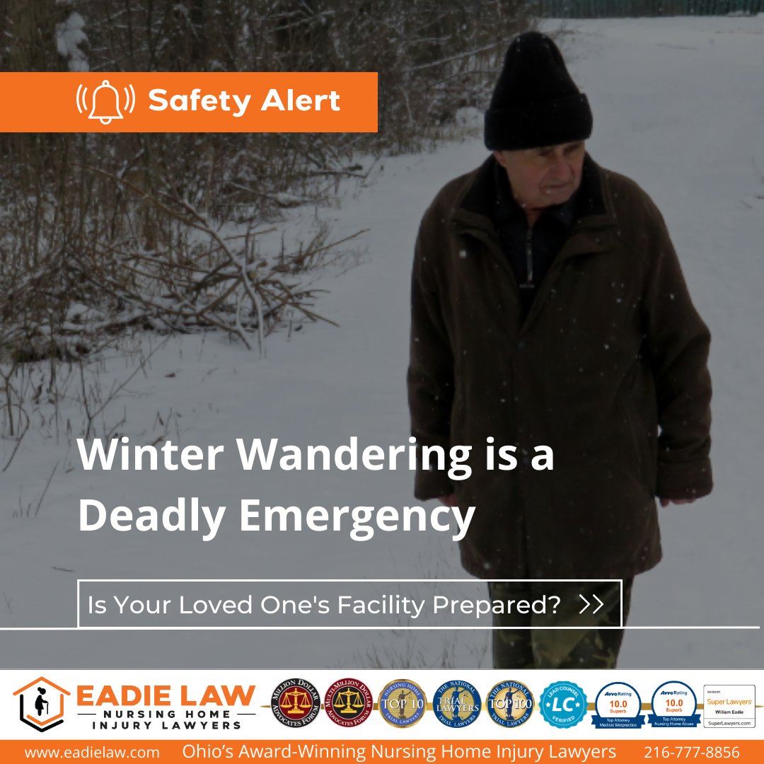 ⚠️ Winter is a deadly time for wandering. For residents with dementia, a moment of confusion in the cold can be fatal. Hypothermia sets in fast. [1/3]

#DementiaSafety #WinterSafety #NursingHomeSafety #WanderingPrevention #NursingHomeInjuryLawyers #EndingNursingHomeAbuse