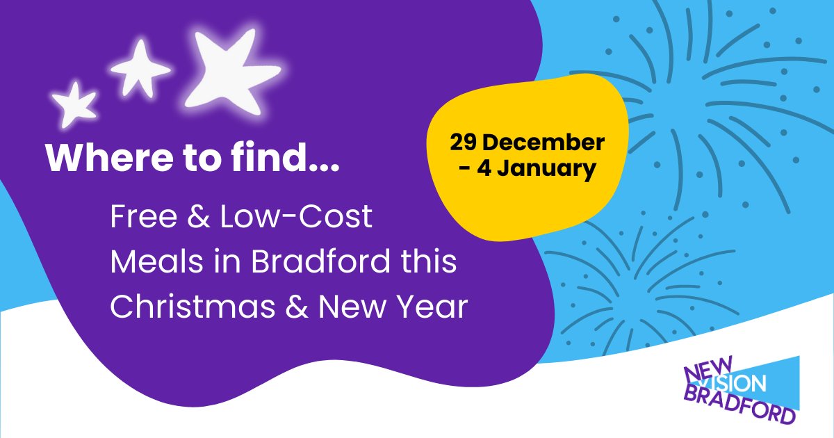 NewVisionBrad's tweet photo. Here is where people can access free &amp; #lowcostmeals across #Bradford this week.

The Salvation Army Day Shelter (BD3) is open as usual, Mon-Fri 9am-3pm, serving meals throughout the day. 

Please share this post with the people you support 
🙏👇

ℹ️ https://t.co/OdR34N2zJT https://t.co/jl08dUWlMO