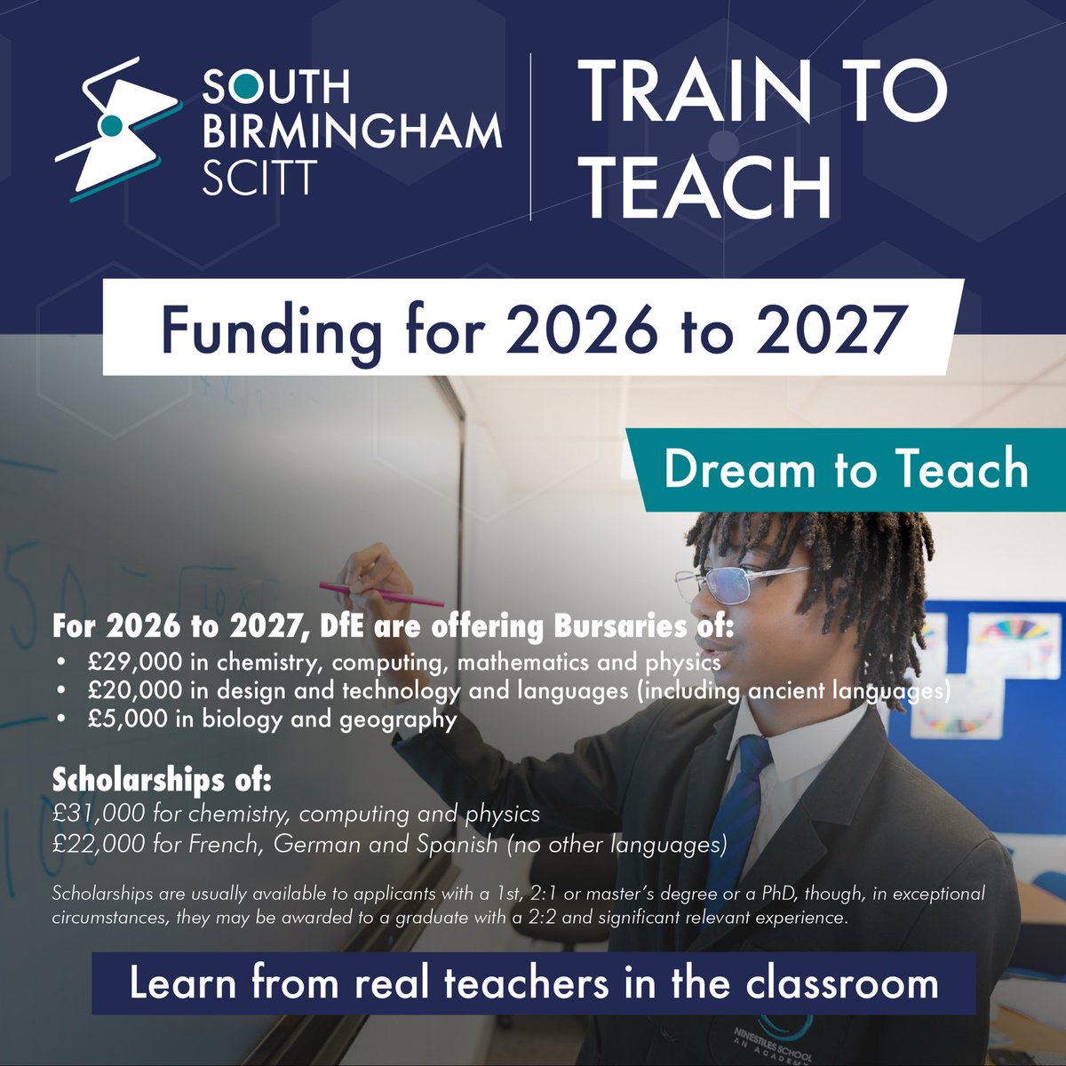 Are you passionate about education and want to inspire the next generation, South Birmingham SCITT can help you turn that passion into a career.
🎓 School-based teacher training
🤝 Supportive mentors
🏫 Real classroom experience from day one <a href="/Summit_LT/">Summit Learning Trust</a>  <a href="/PLI_SummitLT/">PLI_SummitLT</a> <a href="/CPTSA13/">Colmore Partnership Training School Alliance</a>