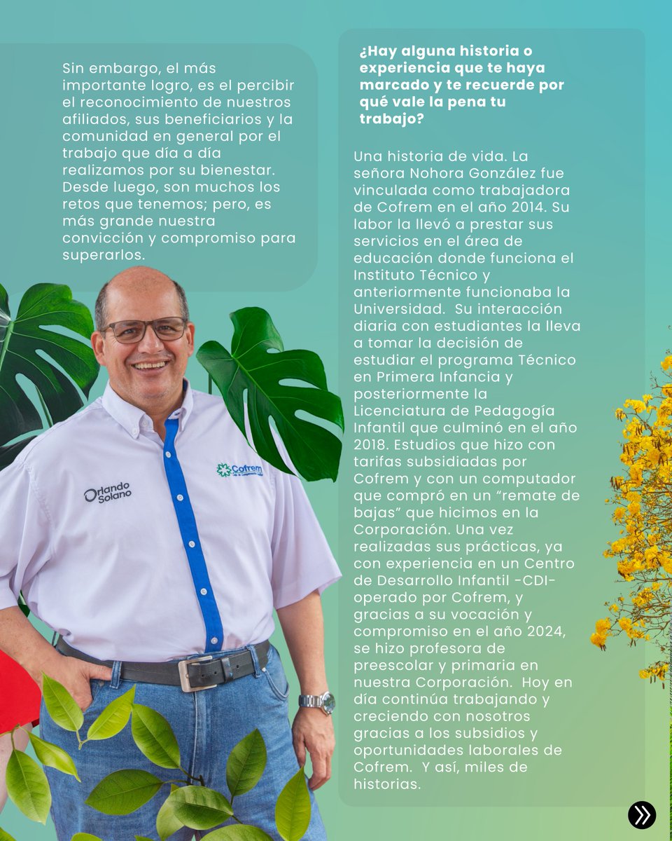 Detrás de cada logro hay historias, trayectorias y personas que creen en el bienestar colectivo.
Este mes destacamos a Orlando Solano, Director de <a href="/CajaCofrem/">Cofrem</a>  un rostro que representa compromiso, experiencia y propósito dentro del sistema de Cajas.

Conoce su aporte 💚.