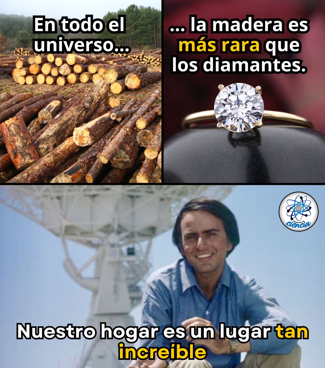 EnsedeCiencia's tweet image. Los diamantes son solo carbono cristalizado 💎, y el carbono es uno de los elementos más abundantes del cosmos. Se han encontrado diamantes en meteoritos, en el interior de planetas e incluso se cree que existen estrellas con núcleos de diamante.

La madera, en cambio, no aparece…