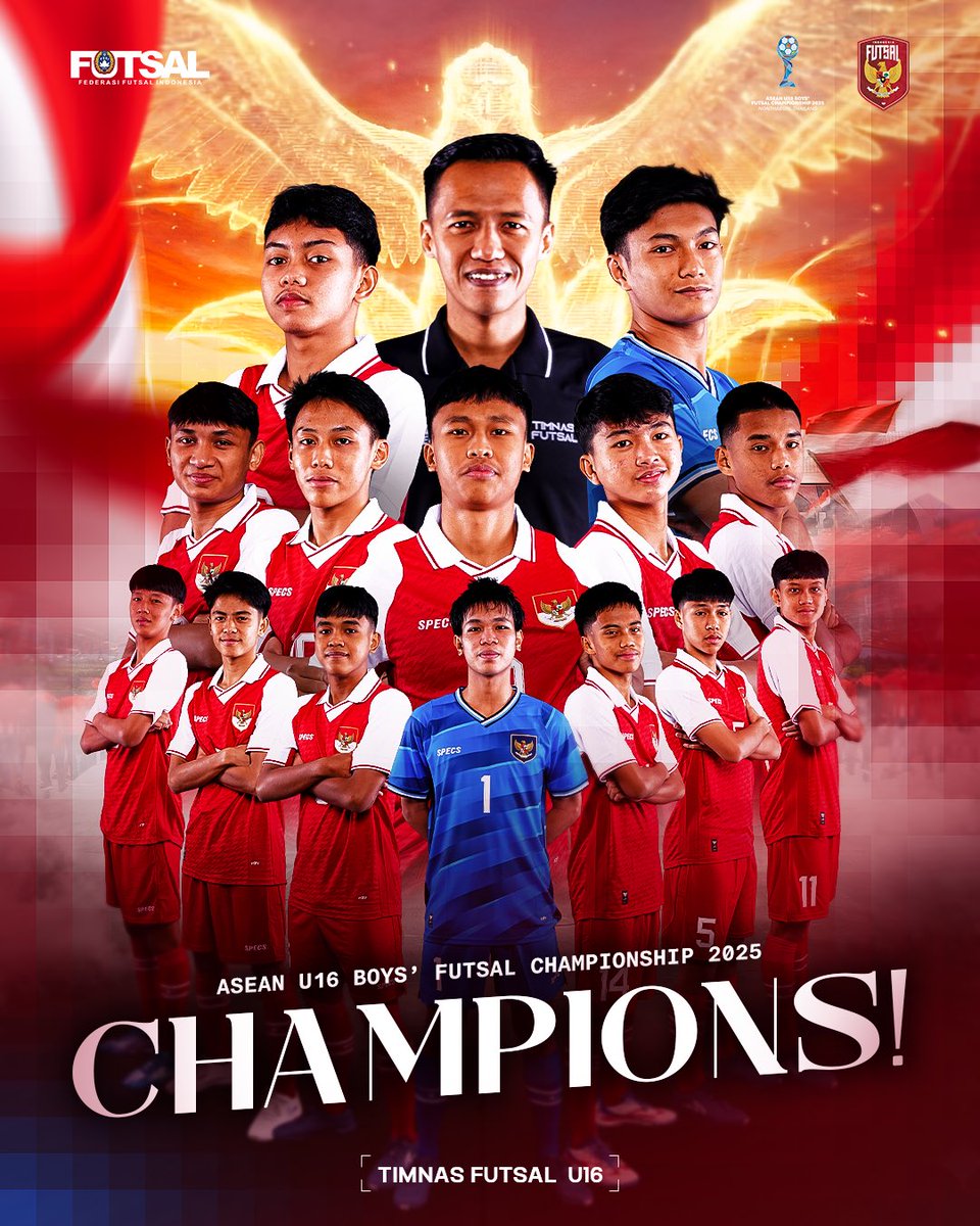 Indonesia’s run in SEA men’s futsal:

• AFF U16 🏆
• AFF U19 🥈
• AFF Senior 🏆
• SEA Games 🥇

A positive chapter for Timnas Futsal! 🇮🇩