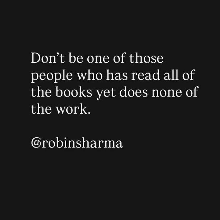 💬 During this time of year, many of us find more time to read and reflect. Reading has always been a great source of learning for me. And this quote from <a href="/RobinSharma/">Robin Sharma</a> is a powerful reminder. 

Knowledge is only valuable when it is applied. Books provide the theory, but it is