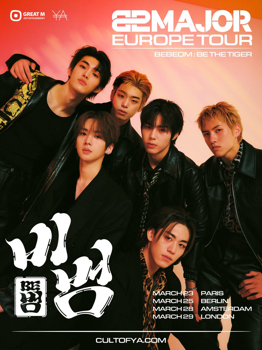 82MAJOR 2026 EUROPE TOUR
<BEBEOM : BE THE TIGER>
On sale Jan 3 10AM GMT / 11AM CET
🎫 Tickets: CULTOFYA.COM

🇫🇷 Mar 23 Paris
🇩🇪 Mar 25 Berlin
🇳🇱 Mar 28 Amsterdam
🇬🇧 Mar 29 London

<a href="/82MAJOR_231011/">82MAJOR</a>

#82MAJOR #82메이저 #BEBEOM #BE_THE_TIGER #CULTOFYA