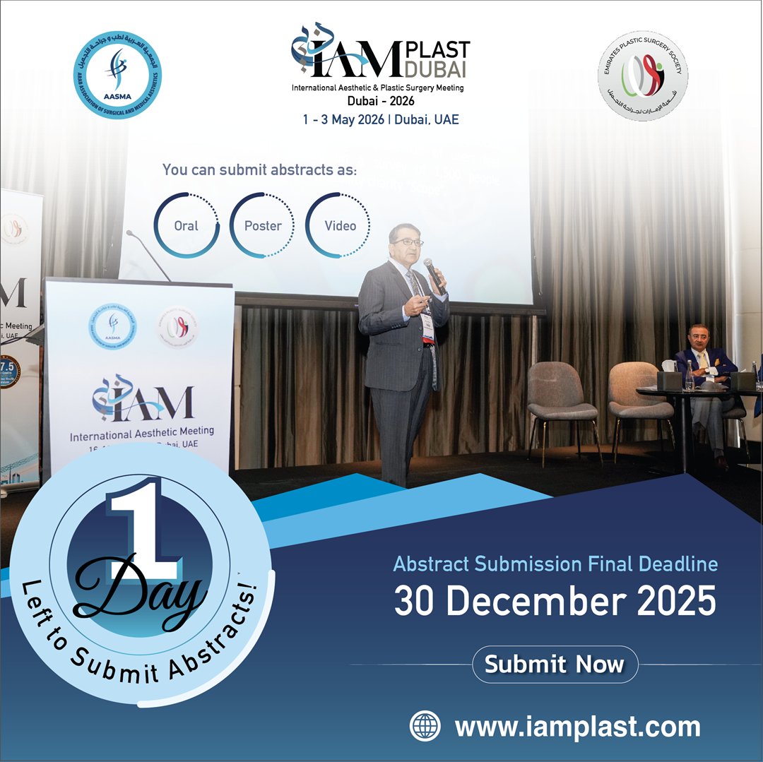 🚨 Final Chance to Submit your Abstracts, Don’t Miss Out on being part of the Scientific Program at #IAMPlast2026! 

➡️ Submit your Abstracts Now - iamplast.com/abstract.php 

Please note: there will be no further extensions in the abstract submission deadline.