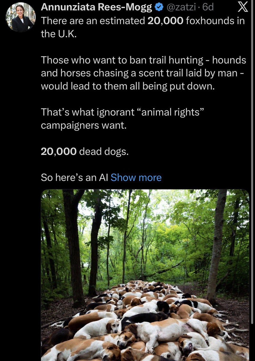 NaomiEFC's tweet photo. What a horrible woman. She (and her cronies) would put their dogs down if they banned trail hunting. Proves the point that they do not care about animal welfare. https://t.co/tyNcPoumPK
