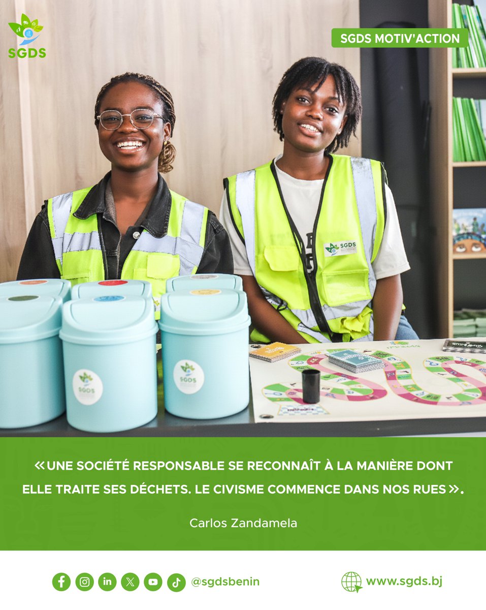 🟢 SGDS MOTIV’ACTION 🟢

 « Une société responsable se reconnaît à la manière dont elle traite ses déchets. Le civisme commence dans nos rues. » Carlos Zandamela

Le respect de nos rues reflète le respect que nous avons pour notre nation.
Bon lundi à vous 🙏🏾 

#SGDSMotivAction