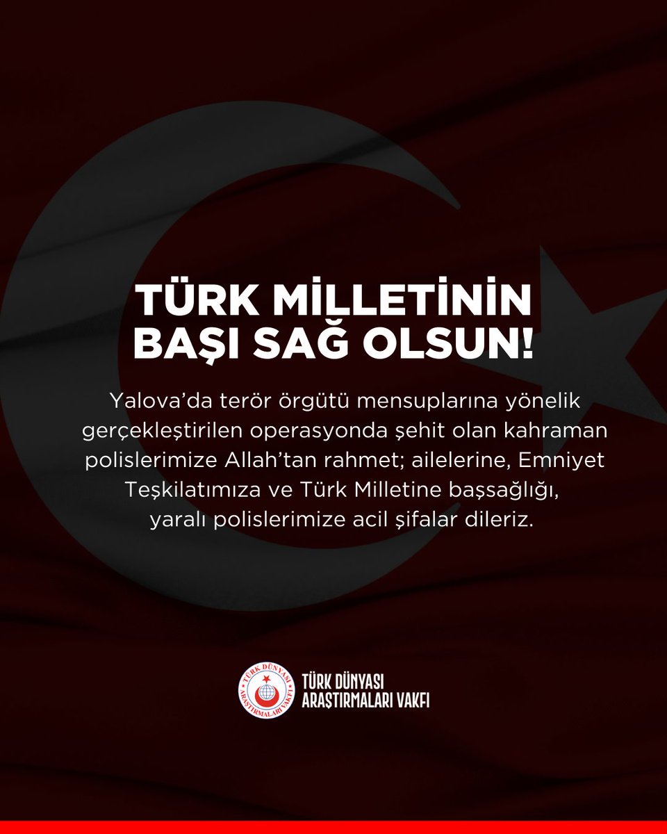 Türk Milletinin Başı Sağ Olsun!

Yalova’da terör örgütü mensuplarına yönelik gerçekleştirilen operasyonda şehit olan kahraman polislerimize Allah’tan rahmet; ailelerine, Emniyet Teşkilatımıza ve Türk Milletine başsağlığı, yaralı polislerimize acil şifalar dileriz.