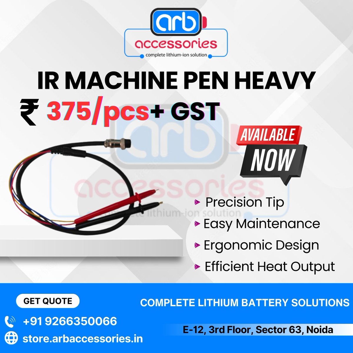 arb_ltd's tweet photo. 🔧 Battery Testing & Sorting Tools – Accurate, Durable & Workshop-Ready ⚙️
🔹 Automatic Sorting Machine Needles
🔹 IR Machine Pen (Normal)
🔹 IR Machine Pen (Heavy Duty)
🛒 Buy Now:
https://t.co/mTmNfXClFE
#Arbaccessorie atteryTesting #IRMachine #SortingMachine #EVBattery https://t.co/z1uwemEfrz