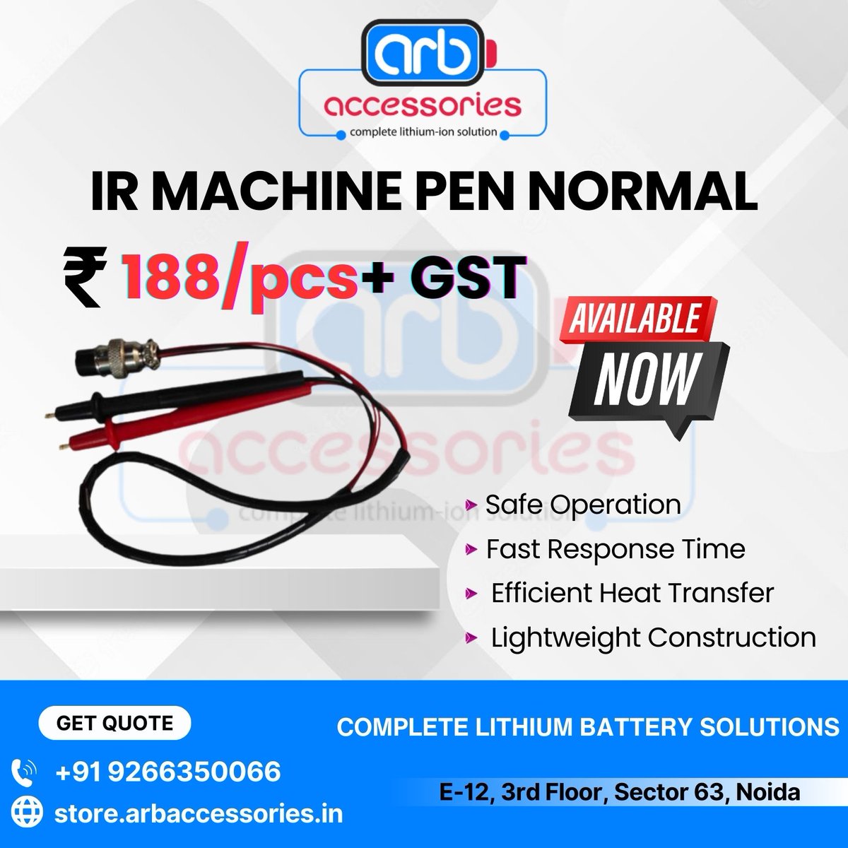 arb_ltd's tweet photo. 🔧 Battery Testing & Sorting Tools – Accurate, Durable & Workshop-Ready ⚙️
🔹 Automatic Sorting Machine Needles
🔹 IR Machine Pen (Normal)
🔹 IR Machine Pen (Heavy Duty)
🛒 Buy Now:
https://t.co/mTmNfXClFE
#Arbaccessorie atteryTesting #IRMachine #SortingMachine #EVBattery https://t.co/z1uwemEfrz
