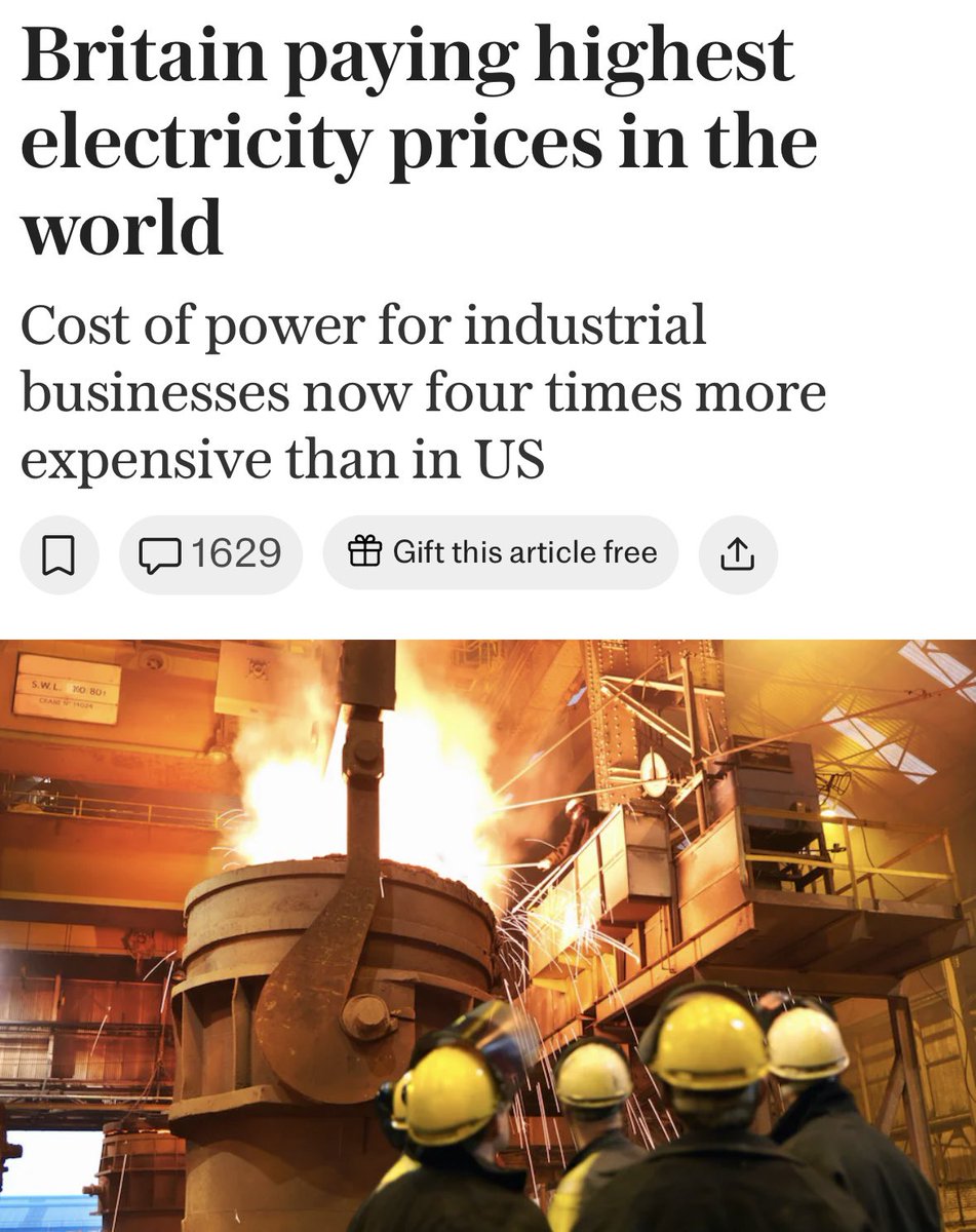 The Labour government promised to lower energy prices. Another lie. Instead, Britain is paying the highest electricity prices in the world. We are being absolutely fleeced.