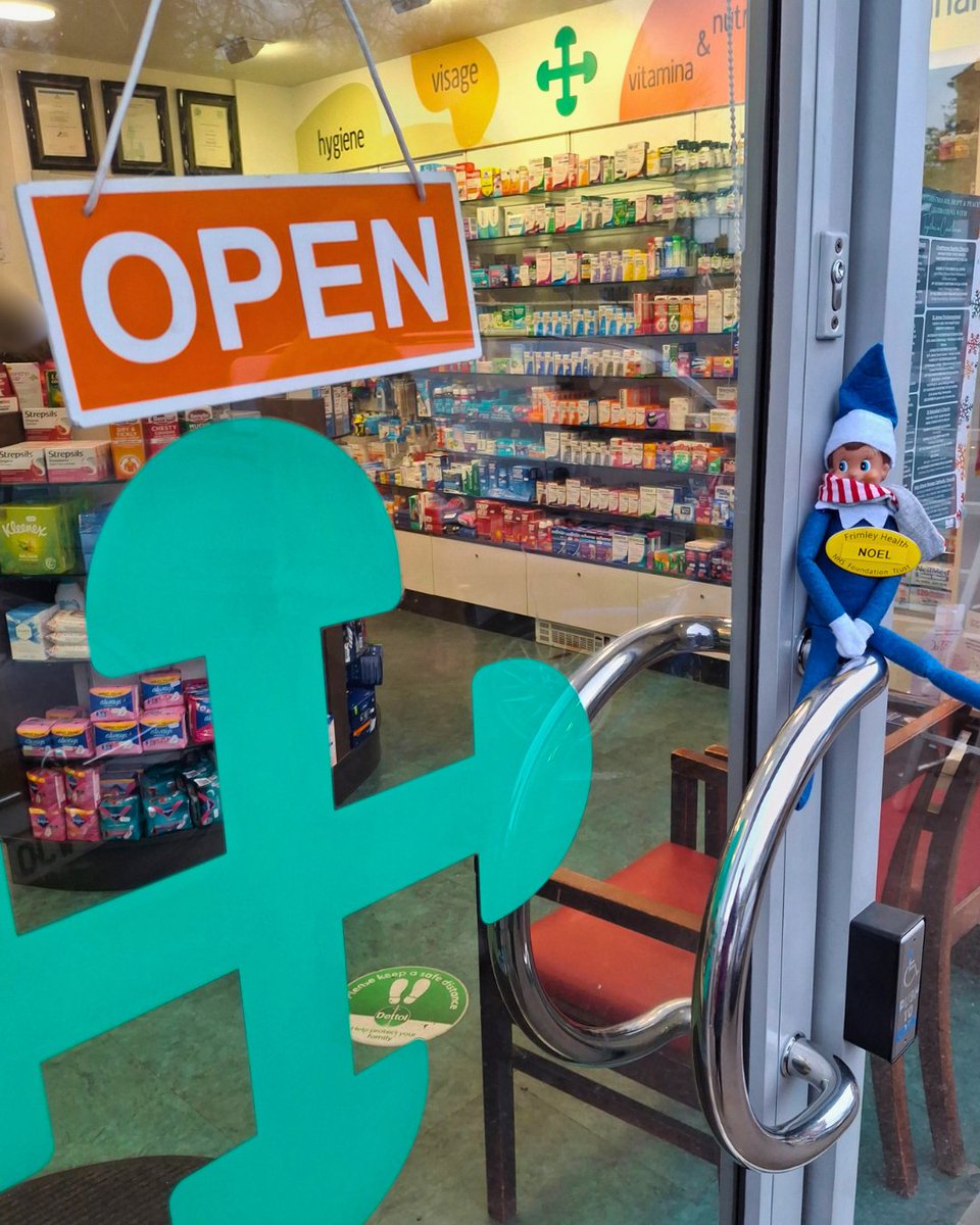 FrimleyHealth's tweet photo. When an elf catches a cough, Noel knows where to go! Straight to his local pharmacy, where the friendly pharmacist helps him manage it with advice and over-the-counter remedies. 

#BeMoreNoel: Pharmacies can help with lots of common winter illnesses – no appointment needed. https://t.co/ZvZJ5EEY3X