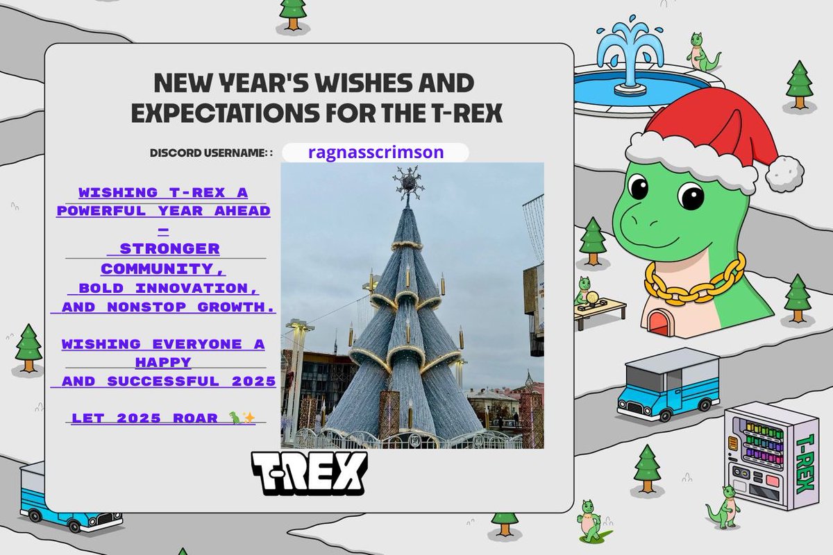 ragna_umbra's tweet photo. Celebrating #REXmas with @TREX_chain 

Wishing T-Rex and all Rexies a strong finish to 2025,
and an even brighter, bigger and better 2026 ahead.

Let’s roar into 2026 together 🚀

@legi444 @VladisChernov https://t.co/Sb55jM5Sqp