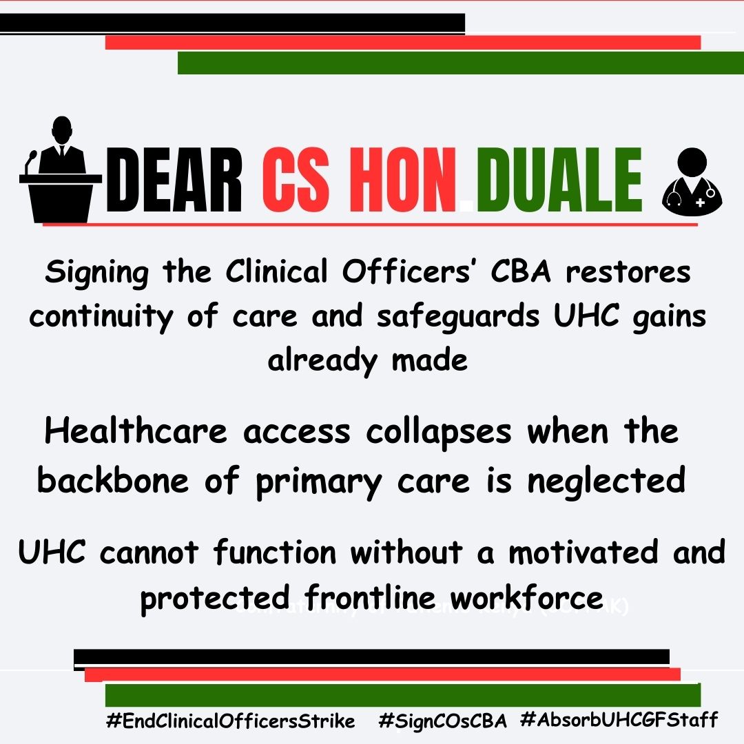 georgie_the5th's tweet photo. #EndClinicalOfficersStrike
Why not just sign the CBA CS Duale to avert the clinical officers strike? Why trade health of your nation for your signature? https://t.co/qwXLEsz9RK