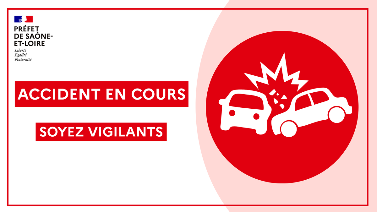 Image de Préfet de Saône-et-Loire - 🚨#InfoCirculation | Accident en cours sur l'A6, à hauteur de Viré/Saint-Albain dans le sens Lyon-Pa