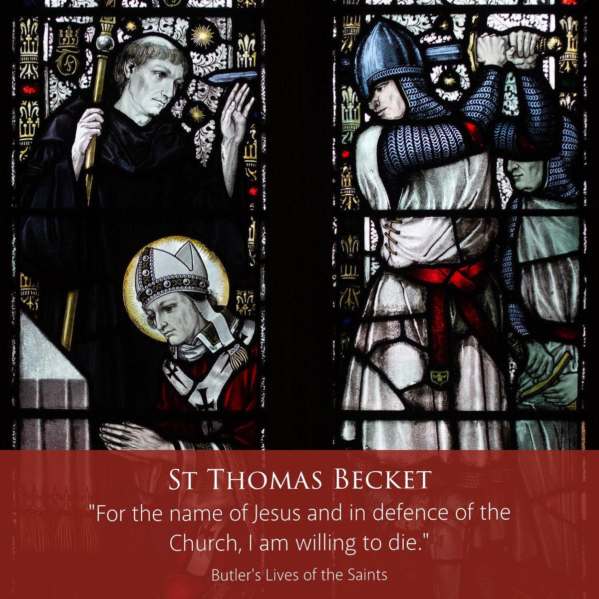 O God, who gave the Martyr St Thomas Becket the courage to give up his life for the sake of justice, grant through his intercession, that, renouncing our life for the sake of Christ in this world, we may find it in heaven.

St Thomas Becket, pray for us.
