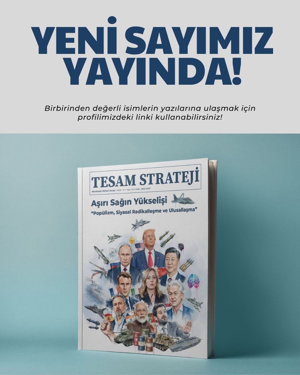 ✒️ TESAM Strateji Dergisi’nin Yeni Sayısında Dr. Muhammed Aydoğan:

🗳️ “Son on yılda popülist liderler, kendilerini ‘halkın gerçek temsilcisi’ olarak konumlandırarak Brezilya’dan ABD’ye kadar geniş bir coğrafyada iktidara gelmiştir. Popülizm, kısa vadede güçlü bir mobilizasyon ve