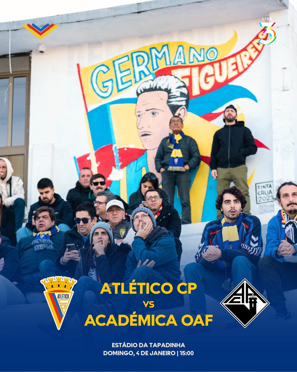 Primeiro jogo do ano. Primeira final.

📅4 de janeiro
⏰15h
🏟️Estádio da Tapadinha
Recebemos a Académica num jogo decisivo e o
apoio nas bancadas vai fazer a diferença.

Contamos contigo desde o apito inicial!