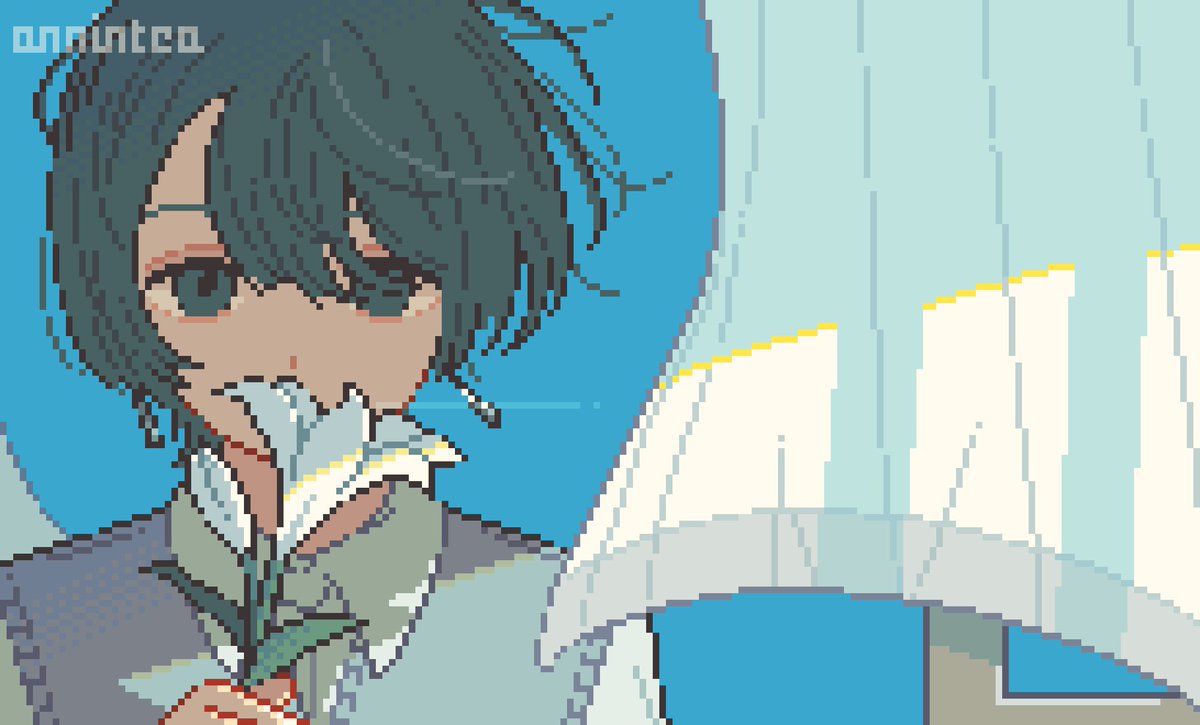 annintea's tweet image. #2025年自分が選ぶ今年の4枚 
青くて、ざらざらで、有機的なドット絵が描きたくて試行錯誤中です……！
来年も頑張ります💪