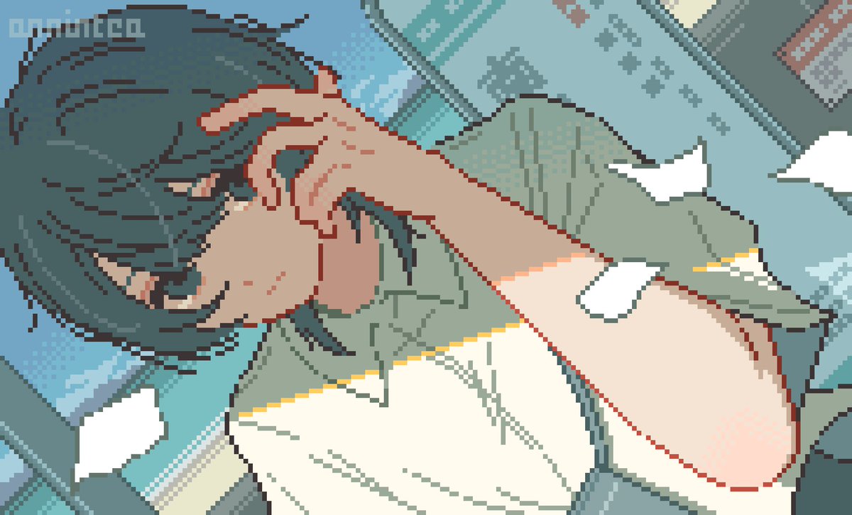 annintea's tweet image. #2025年自分が選ぶ今年の4枚 
青くて、ざらざらで、有機的なドット絵が描きたくて試行錯誤中です……！
来年も頑張ります💪